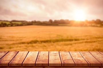 Composite image of wooden table