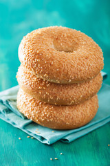 fresh sesame bagel for breakfast