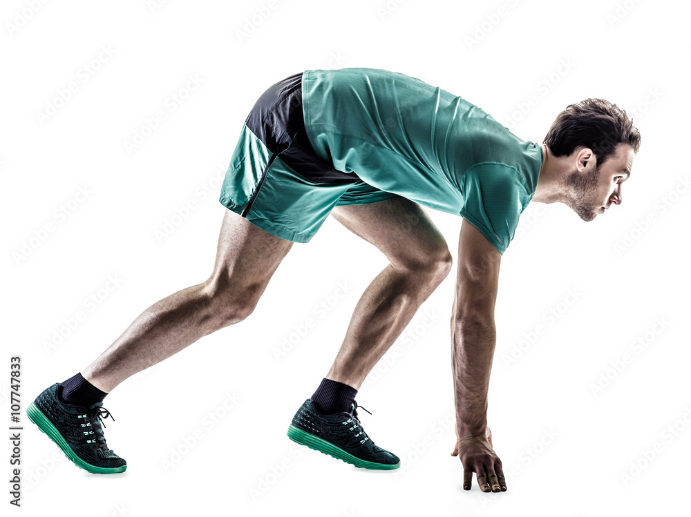 Wall mural man runner jogger running isolated