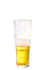 Glass of beer on white background