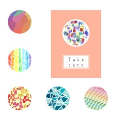 Set of card labels for brochures, flyers. Vector illustration. Design templates. Original background. 