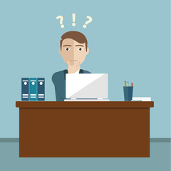 Businessman confused at the office , eps10 vector format