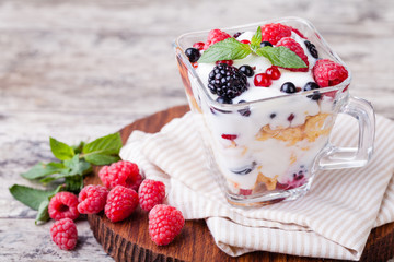 yogurt with muesli and berries