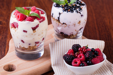 yogurt with muesli and berries