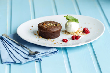 Cake with ice-cream