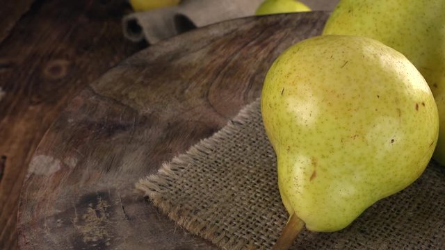 Portion of fresh Pears (seamless loopable; 4K footage; rotating)