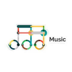Music note logo, flat thin line geometric design