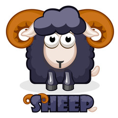 cute cartoon square black Sheep