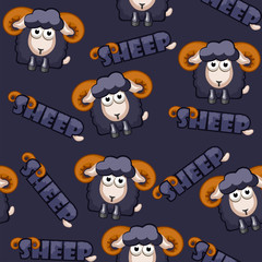 Seamless pattern square cartoon black Sheep