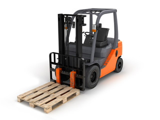 Forklift loader isolated on white.3D illustration.