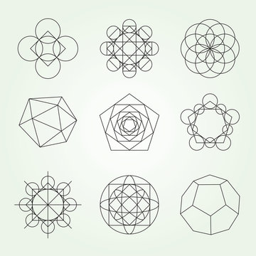 Sacred geometry vector symbols and elements set