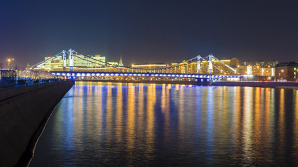Fototapeta na wymiar Crimean Bridge in Moscow night view