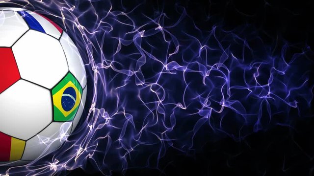 World Flag Soccer Ball in Blue Abstract Particles Ring, Loop, 4k
