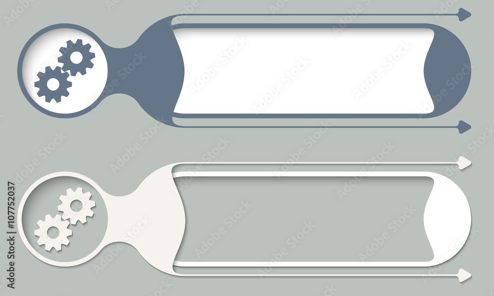 Aufkleber two vector buttons for your text and cogwheels