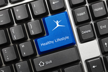 Conceptual keyboard - Healthy Lifestyle (blue key with fitness s
