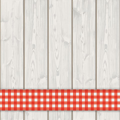 Wooden Planks Red Checked Tablecloth