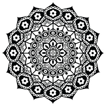 Lotus flower representing  meaning :  exactness, spiritual awakening, and purity  In Buddhism in black and white in mandala style
