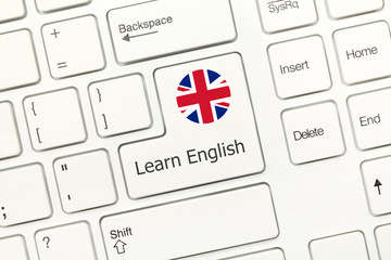 White conceptual keyboard - Learn English (key with national fla