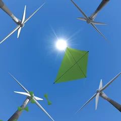 Poster Groene vlieger symboliseert groene windenergie © emieldelange