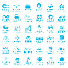 Children Icons Set-Isolated On White Background.Vector Illustration,Graphic Design.Kids Popcorn,Colorful And New Icons