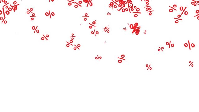 Roter Prozentregen vor wei&szlig;em Hintergrund &ndash; Film, Video, Animation