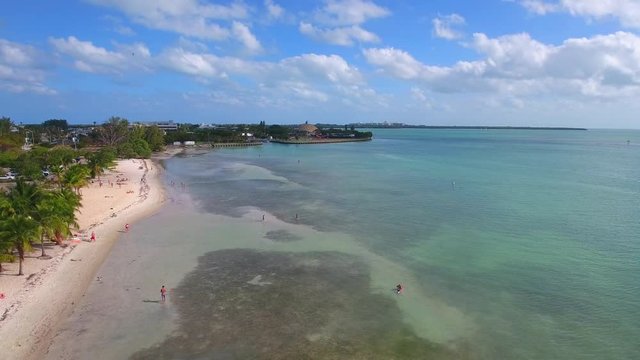 Aerial drone video of Key Biscayne Florida and Miami Seaquarium