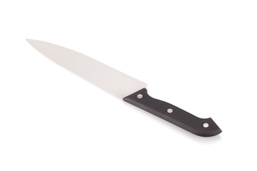 steel kitchen knives on white background