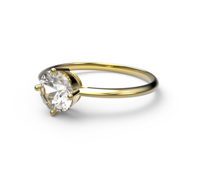 Wedding ring wiith diamond. 3D illustration