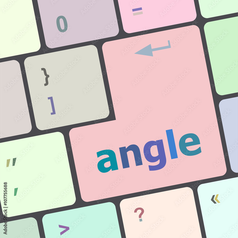 Poster angle button on modern computer keyboard key vector illustration