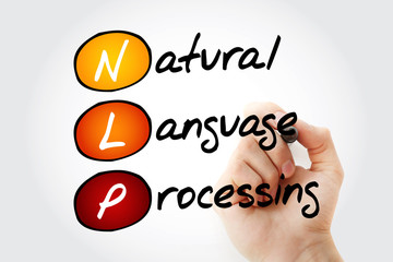 Hand writing NLP Natural Language Processing with marker, acronym concept
