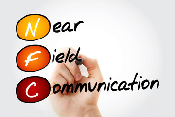 Hand writing NFC Near Field Communication with marker, acronym concept