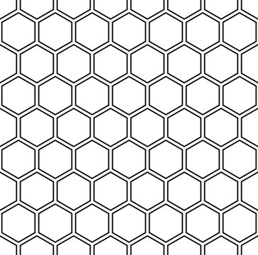 Vector modern seamless geometry pattern hexagon, black and white honeycomb abstract geometric background, subtle pillow print, monochrome retro texture, hipster fashion design