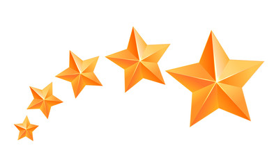 Realistic 3D gold star. Award winner. Five gold stars. Good job. Best reward. bulk copper star. Simple 5 star on a white background. The award for the best choice. Premium class. illustration