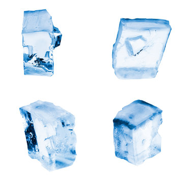Pieces of Crushed  ice isolated on a white background.