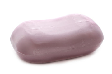Piece of light violet soap closeup