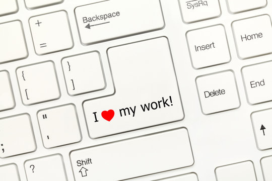 White conceptual keyboard - I love my work key