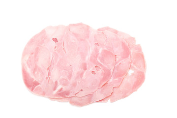 ham slices isolated on white