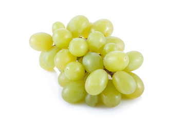 Fresh green grapes isolated on white background