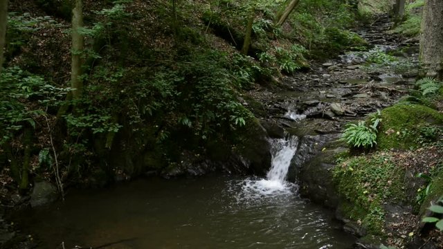 wild stream Brodenbach next to Mosel River. Waterfalls and stones. wild landscape. (Germany, Rhineland-palatinate) 