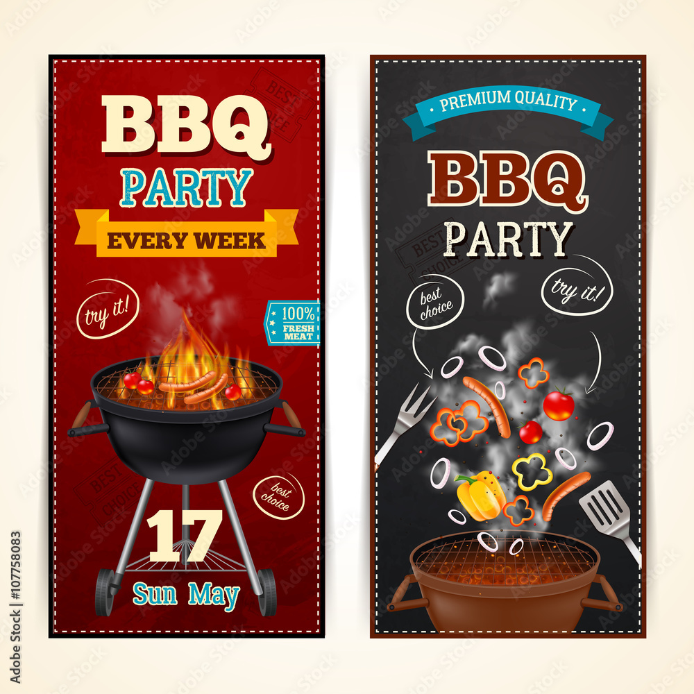 Wall mural barbecue party banners set