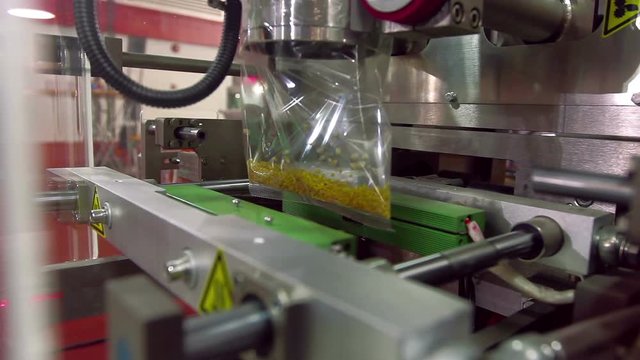 Plastic packing food on the  production line