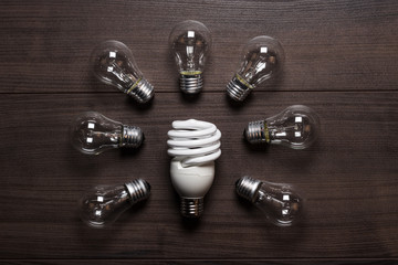 energy saving lamp and glow lamps concept