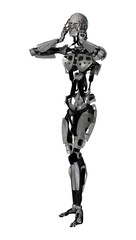 3D Illustration Male Cyborg on White