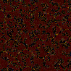 seamless floral dark red damask pattern background