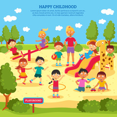 Obraz na płótnie Canvas Kids Playing Poster