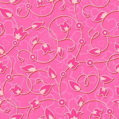 Seamless floral pink background pattern