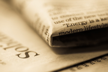 Stack of newspaper, sepia