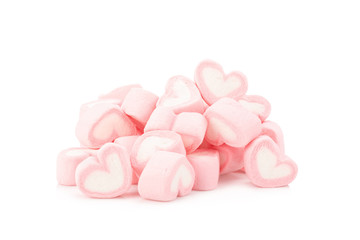 Pink sweet heart marshmallow on white background