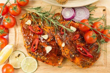 Marinated tasty steaks