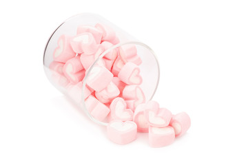 Obraz na płótnie Canvas Pink sweet heart marshmallow on white background